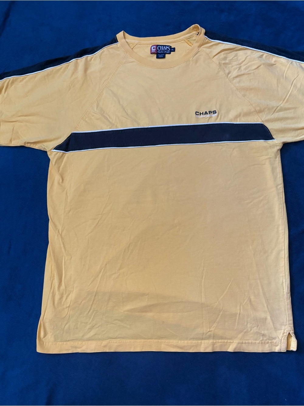 Chaps Ralph Lauren Vintage Men’s Yellow With Black Stripe T-Shirt